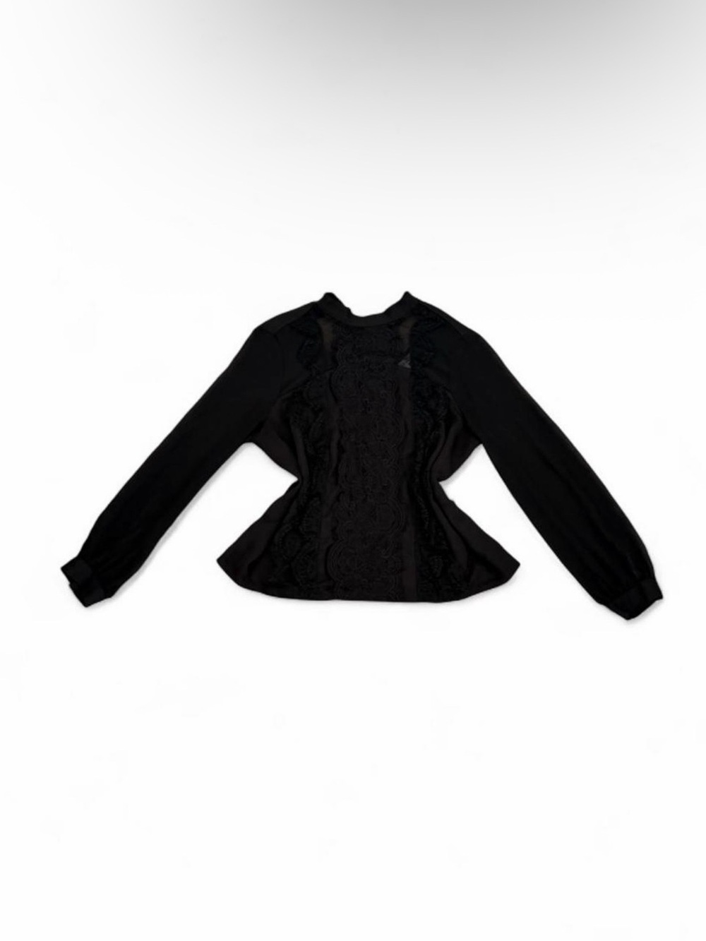 Jennifer Lopez Black Lace-Front Long Sleeve Peplum Top